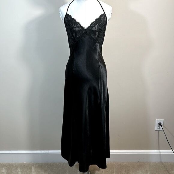 Victoria’s Secret Vintage Gold Crown Label Rare Women Maxi Slip Slit Size Small - Picture 1 of 10